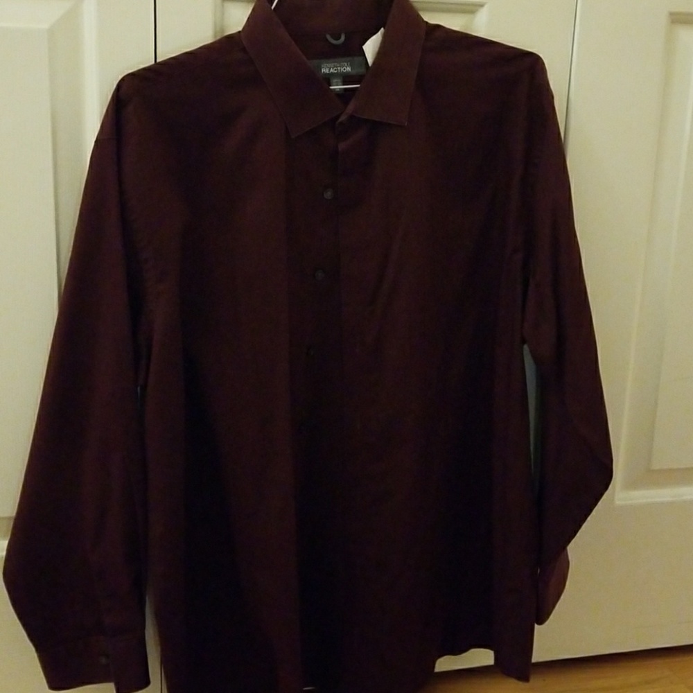 Kenneth Cole REACTION 17.5 32-33 Burgundy Shirt